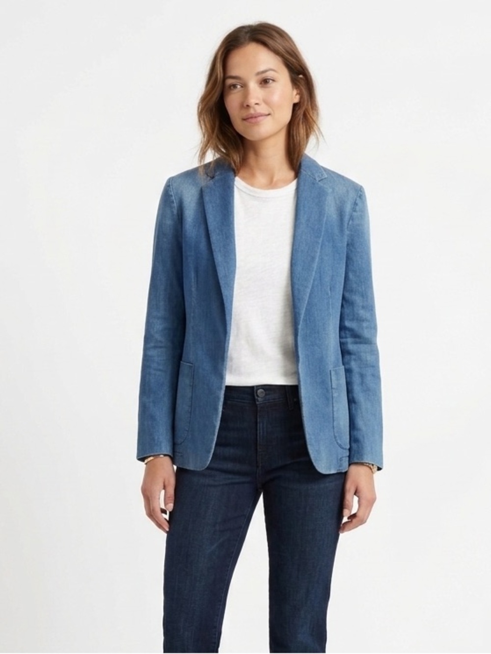 Frank & Eileen Dublin Tailored Blazer | Italian Performance Denim Flax Blue XS - Picture 3 of 11